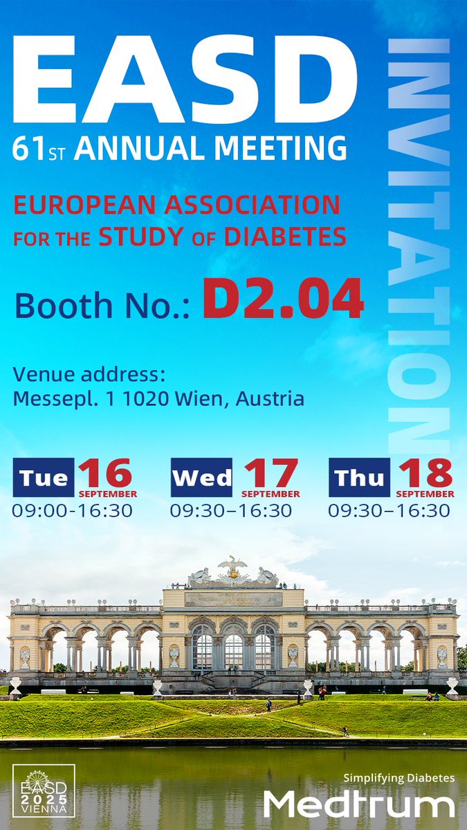 EASD 2025! We’re excited to attend the world’s leading diabetes event next month in Vienna 🇦🇹
Let’s connect, share, and explore the future of diabetes tech together!
#EASD2025 #DiabetesInnovation #Medtrum #TouchCareNano