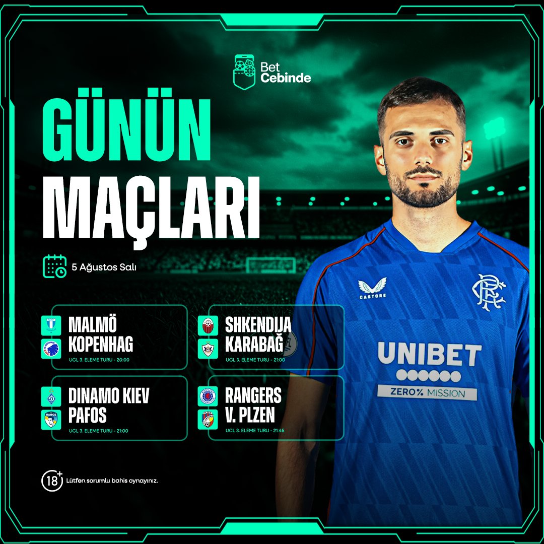 btcebindesosyal's tweet photo. 🏟️ UCL 3. eleme turunda tek gece, dört final provası!

⚽️ Malmö–Kopenhag 20:00
⚽️ Shkëndija–Karabağ 21:00
⚽️ Dinamo Kyiv–Pafos 21:00
⚽️ Rangers–Plzeň 21:45

En iyi oranlar Cebinde: https://t.co/hr0tR5GeyX https://t.co/X86EiPcLYX