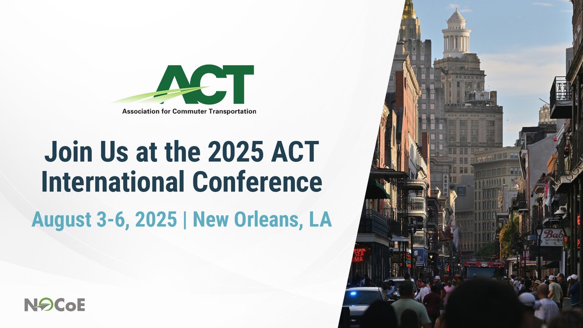 NOCoEOps's tweet image. NOCoE will be exhibiting at the @ACTNational 39th Annual Conference (#ACT25) in New Orleans, LA, from August 3–6, 2025.
Stop by our booth to learn more about NOCoE and TSMO—and pick up some free NOCoE merch!
Don’t miss our live panel discussion:
Tech-Driven Travel: Unlocking…