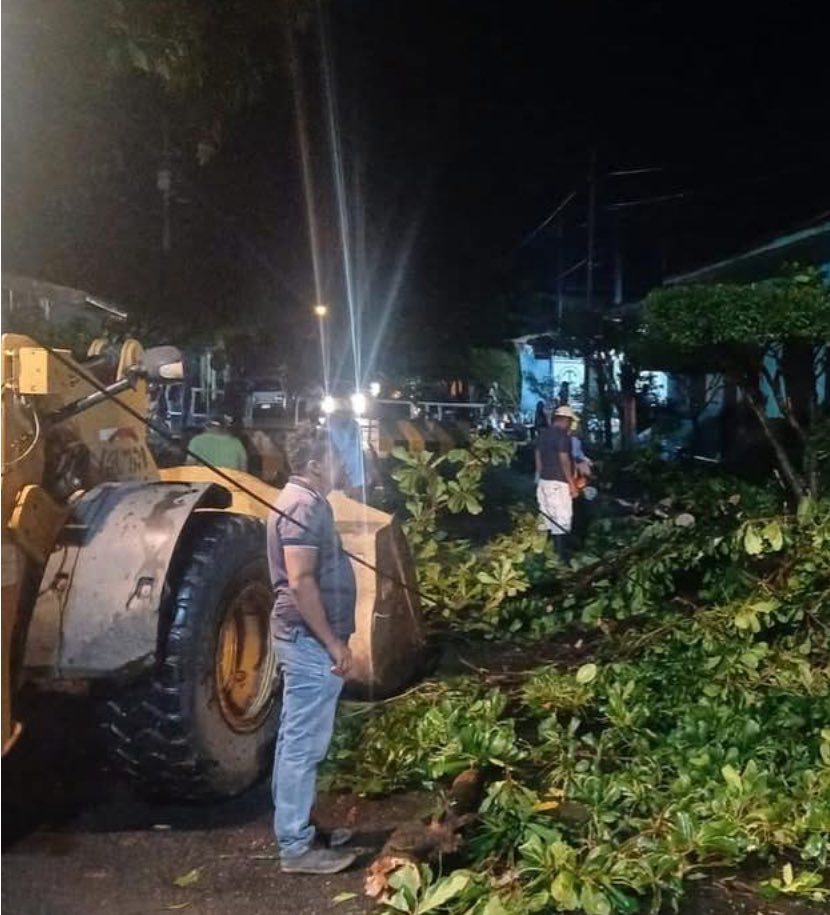 El personal operativo de la Alcaldia de Managua informó que ya atiende las afectaciones causadas por las lluvias y fuertes vientos de la tarde del domingo.  
 Piden a las familias tomar precauciones, algunos árboles caídos podrían estar energizados. Esperar al personal capacitado