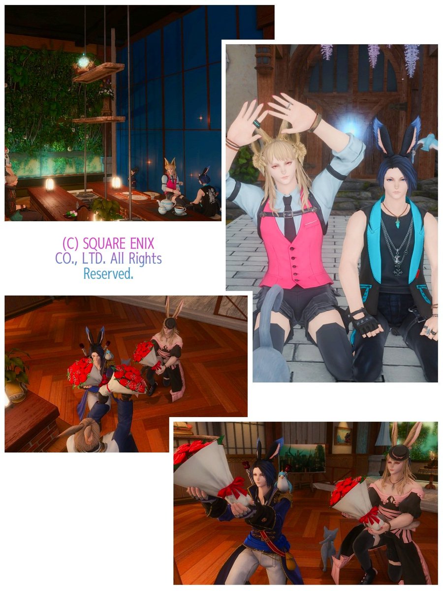 ナギリロさん達がハウスに来てくれた時の。
いつもなかよしなお二人に癒された🎶
忙しい中、久々のご一緒ありがとう〜✨
#FF14SS