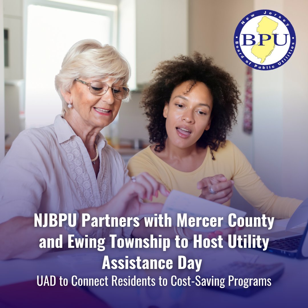 NJBPU's tweet photo. NJBPU will host the Mercer County Utility Assistance Day (UAD) on Thursday, 8/14, in partnership with Mercer County and @Ewingnj. The event will be held from 9:30 a.m. to 2:00 p.m. at St. Paul AME Zion Church, 1130 Lower Ferry Road, Ewing, NJ 08618.
🔗https://t.co/ghZ7PmYr7H https://t.co/RbcAQSILDm