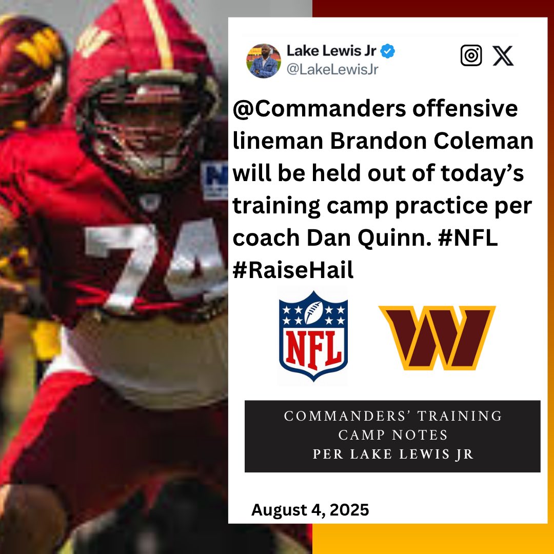 Commanders news before training camp Day 9 starts. #NFL #RaiseHail