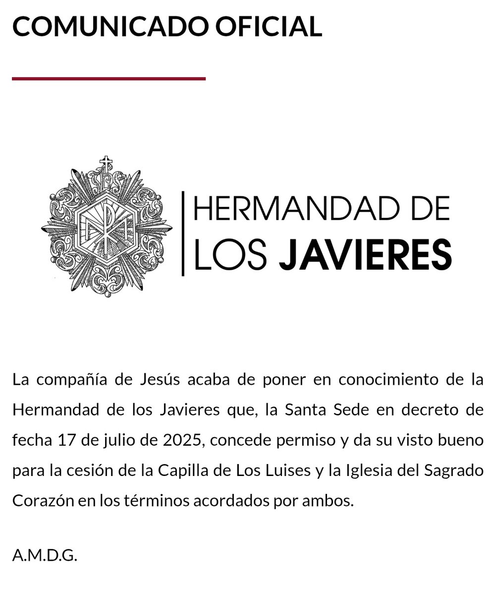 Estandarte de Sevilla (@estandartedesev) on Twitter photo 🟢 #EstandarteDS | La <a href="/HdadJavieres/">Los Javieres</a> logra el visto bueno de la Santa Sede para la cesión de la Iglesia de los Jesuitas 🟢 #EstandarteDS | La <a href="/HdadJavieres/">Los Javieres</a> logra el visto bueno de la Santa Sede para la cesión de la Iglesia de los Jesuitas