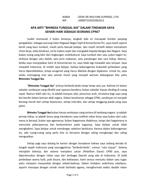 dewi_mulyanni's tweet photo. ---Tulisan Bebas ---
Apa Arti "Bhineka Tunggal Ika" dalam Tindakan Saya Sehari-Hari sebagai seorang CPNS?

#Latsar #CPNS https://t.co/cz13A1OuV1