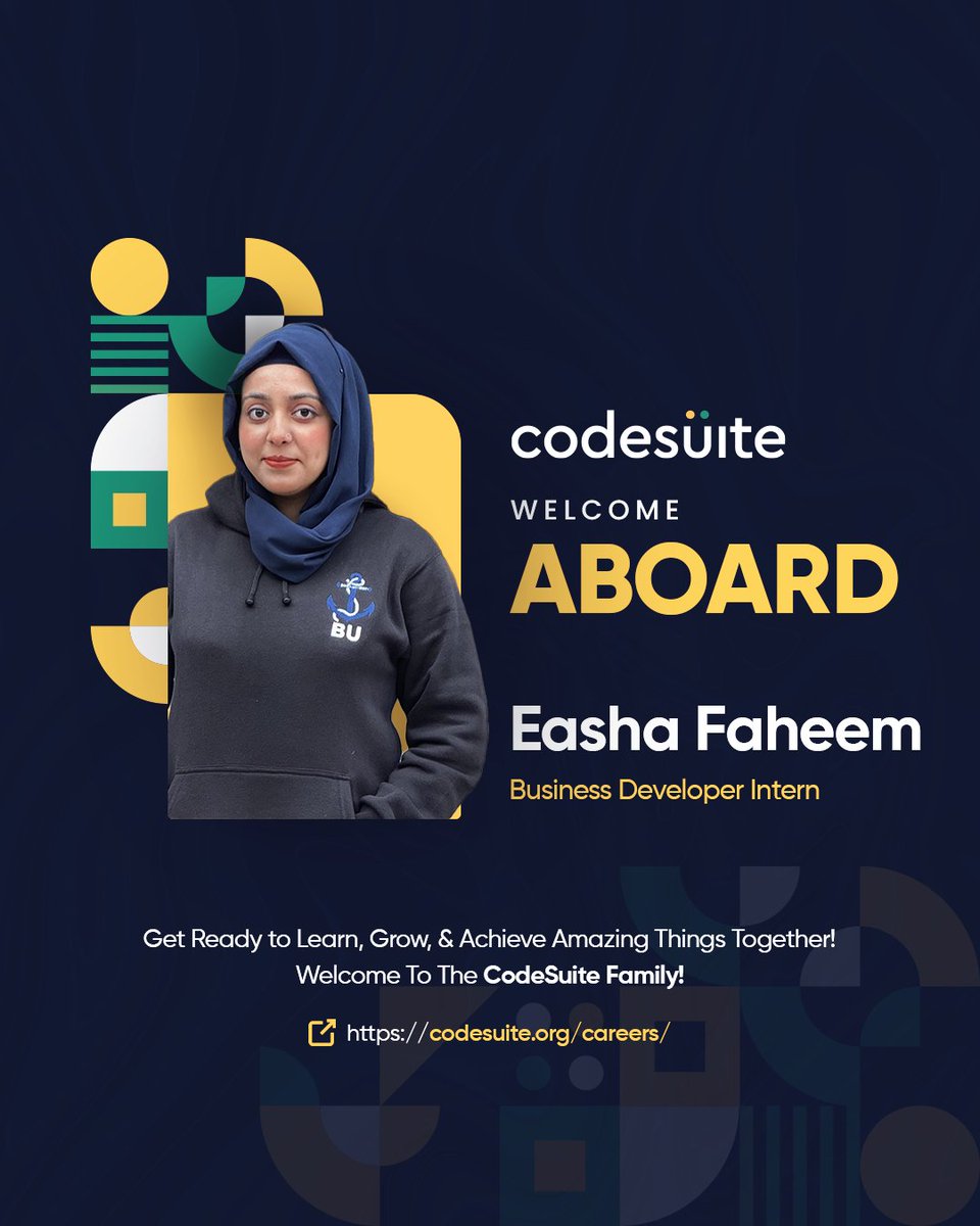 code_suite's tweet image. Welcome to the CodeSuite family! 🫶
Yes, we’re still hiring.
If you’re driven, curious, and ready to work on things that actually matter—we’d love to meet you.
📩 Drop your resume at hr@codesuite.org
#WelcomeOnBoard #LifeAtCodeSuite #WeAreHiring #TechWithPurpose #CodeSuite2025