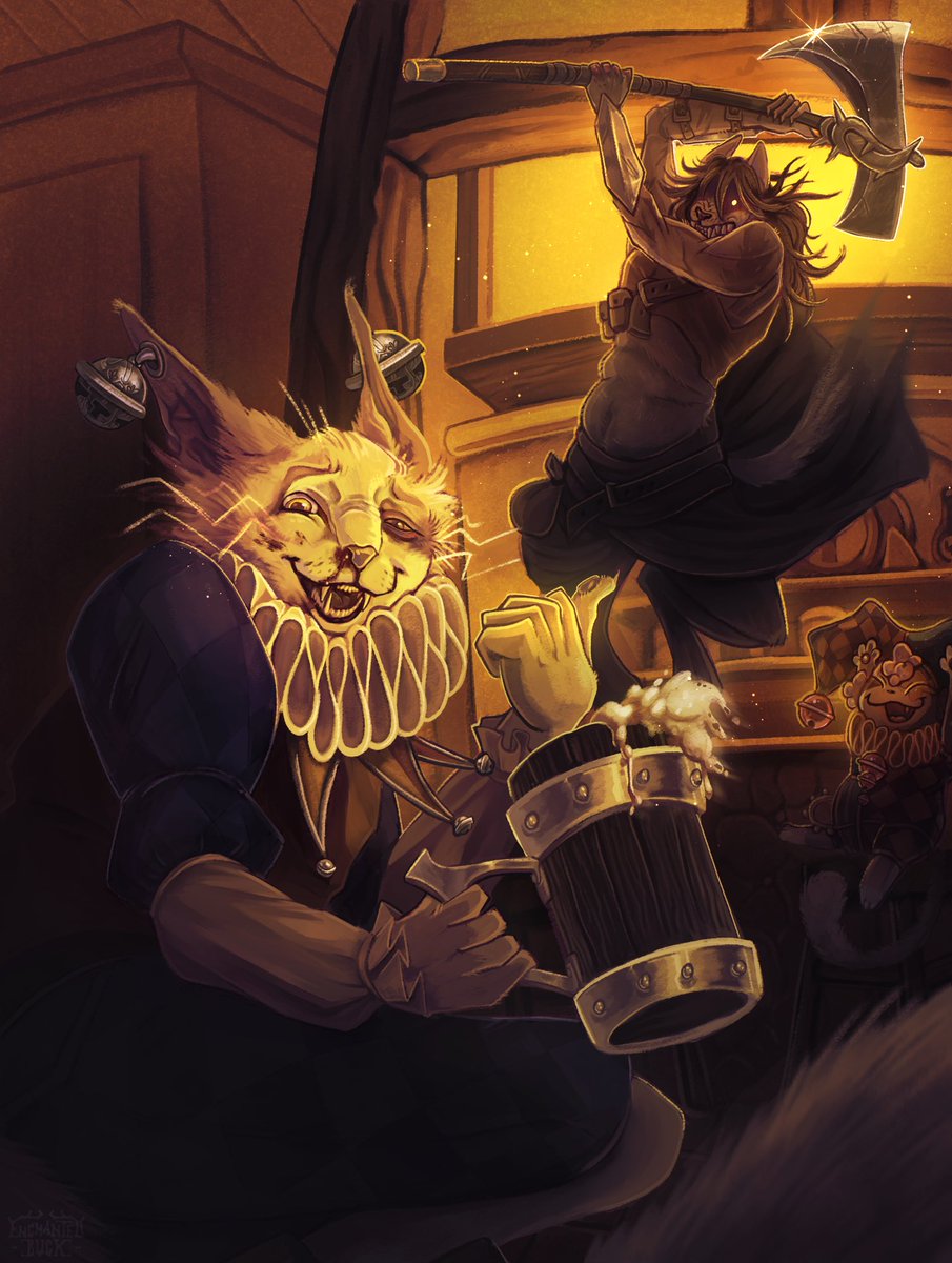 uhhh reposting this because i like it and i can do whatever i want… but here’s an #artfight attack i did of my IRLs #dungeonsanddragons characters, probably one of my fav pieces ive done ngl🤔