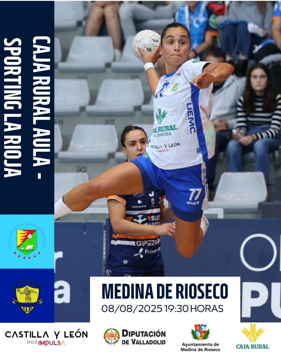 🤾🏽‍♀️Partido amistoso del <a href="/BmAulaCultural/">CD Balonmano Aula</a> en Medina de Rioseco contra el Sporting La Rioja.
🗓️Viernes 8 ago
🕢19:30 horas
📍Polideportivo municipal
Entrada libre y gratuita
