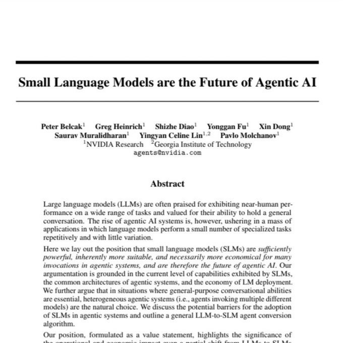pythoncoder34's tweet image. Nvidia literally said small LLMs are the future of AI agents
