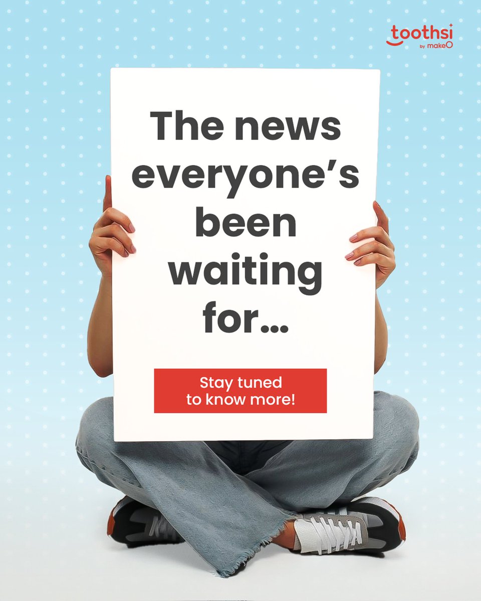 toothsialigners's tweet image. A grand news is closer than you think, watch this space to know more.

#toothsi #StunningDeals #GetReadyToSave #MakeOverMagic #TeethStraightening #SmilemakeOver #InvisibleAligners #Dental #Orthodontist #InvisibleBraces #SmileTransformation #makeO