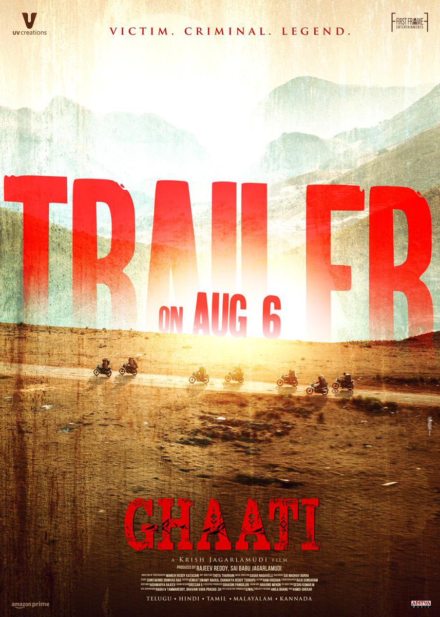 Velu (@pro_velu) on Twitter photo The wait ends. Her reign begins ❤🔥
#GhaatiTrailer and release date announcement on August 6th (Wednesday) 💥
Tamil Nadu theatrical release by <a href="/ThinkStudiosInd/">Think Studios</a>
#GHAATI
⭐ing ‘The Queen’ <a href="/MsAnushkaShetty/">Anushka Shetty</a> & <a href="/iamVikramPrabhu/">Vikram Prabhu</a>
🎥 Directed by the phenomenal <a href="/DirKrish/">Krish Jagarlamudi</a> The wait ends. Her reign begins ❤🔥
#GhaatiTrailer and release date announcement on August 6th (Wednesday) 💥
Tamil Nadu theatrical release by <a href="/ThinkStudiosInd/">Think Studios</a>
#GHAATI
⭐ing ‘The Queen’ <a href="/MsAnushkaShetty/">Anushka Shetty</a> & <a href="/iamVikramPrabhu/">Vikram Prabhu</a>
🎥 Directed by the phenomenal <a href="/DirKrish/">Krish Jagarlamudi</a>