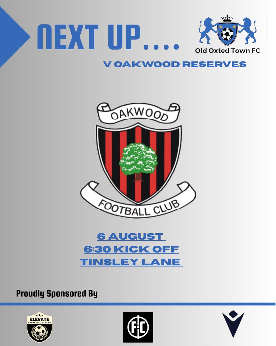 Next up…. 
Our second preseason friendly versus Oakwood Reserves this Wednesday Evening!

6:30 Kick Off
TINSLEY LANE, CRAWLEY RH10 8AR