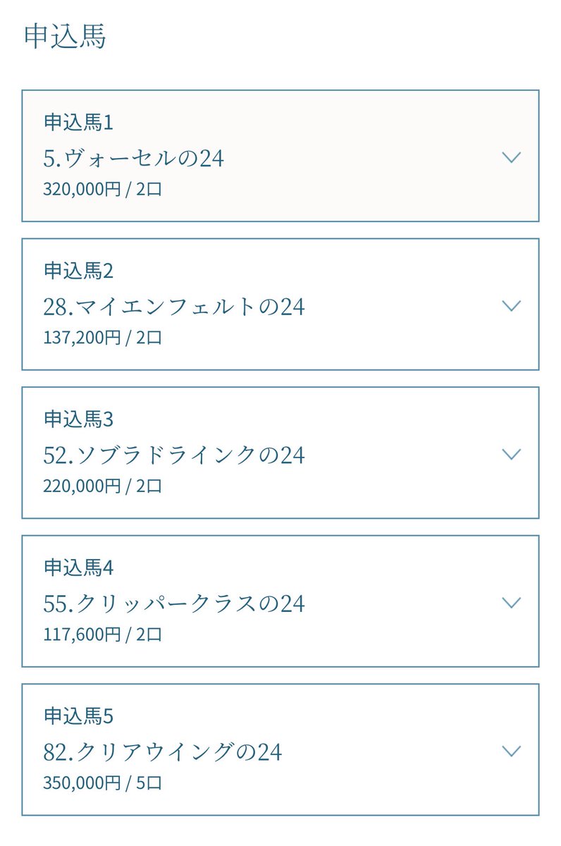 今年のシルク応募終了

抽優のヴォーセル以外は実績で余裕なはず！
ヴォーセルは字面の時点から注文していた馬でもあるので何卒🙏