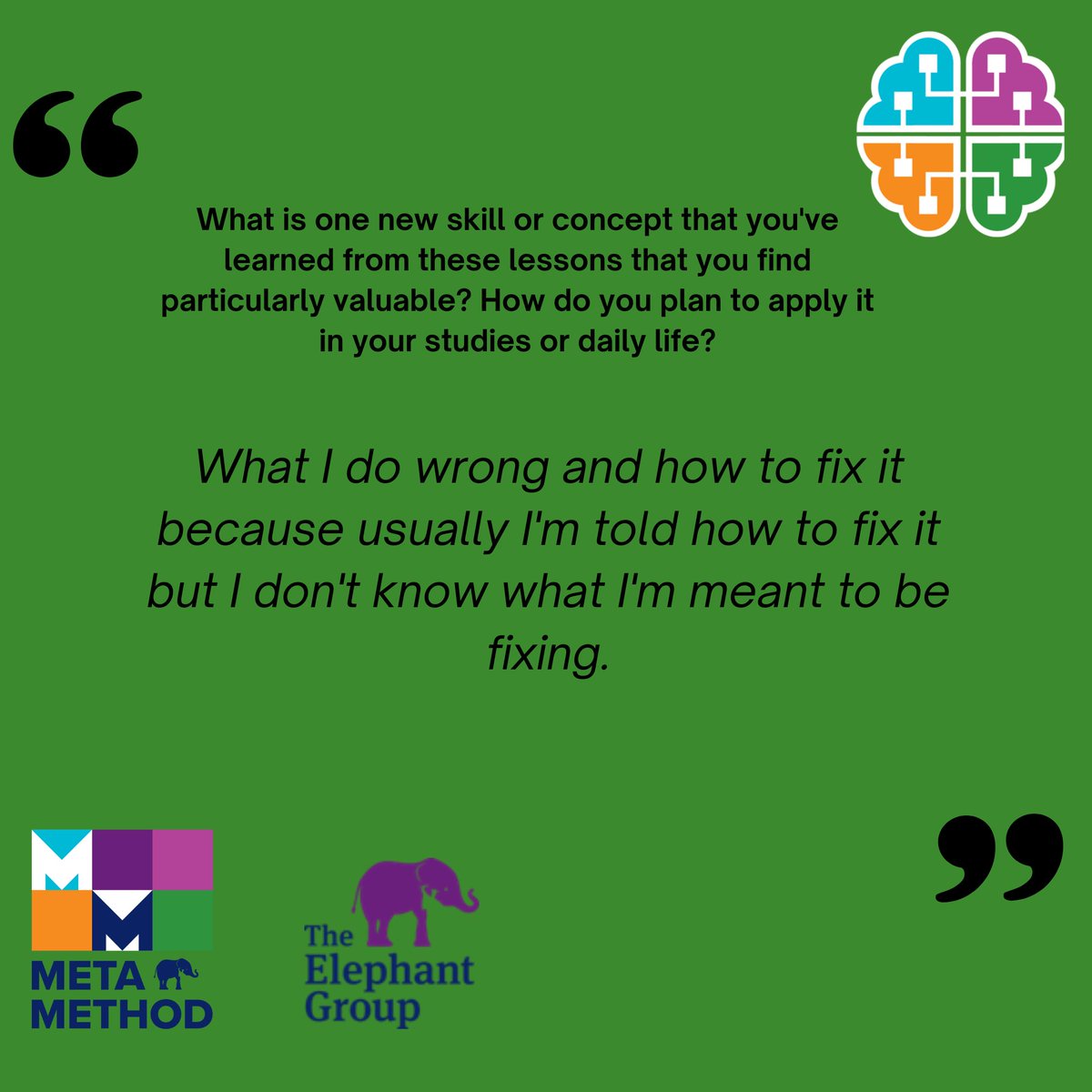 The Elephant Group (@elephant__group) on Twitter photo The Meta Method helps students learn how to learn—building self-awareness, strategy, and confidence. Rooted in metacognition, it supports lasting gains in study skills, resilience, and motivation.
metamethod@theelephantgroup.com
#MetaMethod #LearningToLearn #EdTwitter The Meta Method helps students learn how to learn—building self-awareness, strategy, and confidence. Rooted in metacognition, it supports lasting gains in study skills, resilience, and motivation.
metamethod@theelephantgroup.com
#MetaMethod #LearningToLearn #EdTwitter