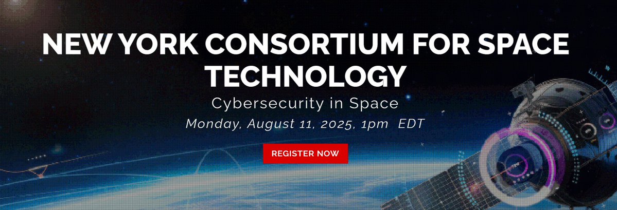 Northeast Regional Defense Technology Hub (@nordtechub) on Twitter photo 🗓️ Cybersecurity in Space - Live Aug 11
How do we protect satellites & space infrastructure from cyber threats?
Panel: <a href="/NORDTECHub/">Northeast Regional Defense Technology Hub</a> Michael Greene, <a href="/NYSpaceTech/">New York Consortium for Space Technology</a> Mason Peck & <a href="/Cornell/">Cornell University</a> Greg Falco for insights.
🎟️ Register: bit.ly/4moAwKf 🗓️ Cybersecurity in Space - Live Aug 11
How do we protect satellites & space infrastructure from cyber threats?
Panel: <a href="/NORDTECHub/">Northeast Regional Defense Technology Hub</a> Michael Greene, <a href="/NYSpaceTech/">New York Consortium for Space Technology</a> Mason Peck & <a href="/Cornell/">Cornell University</a> Greg Falco for insights.
🎟️ Register: bit.ly/4moAwKf