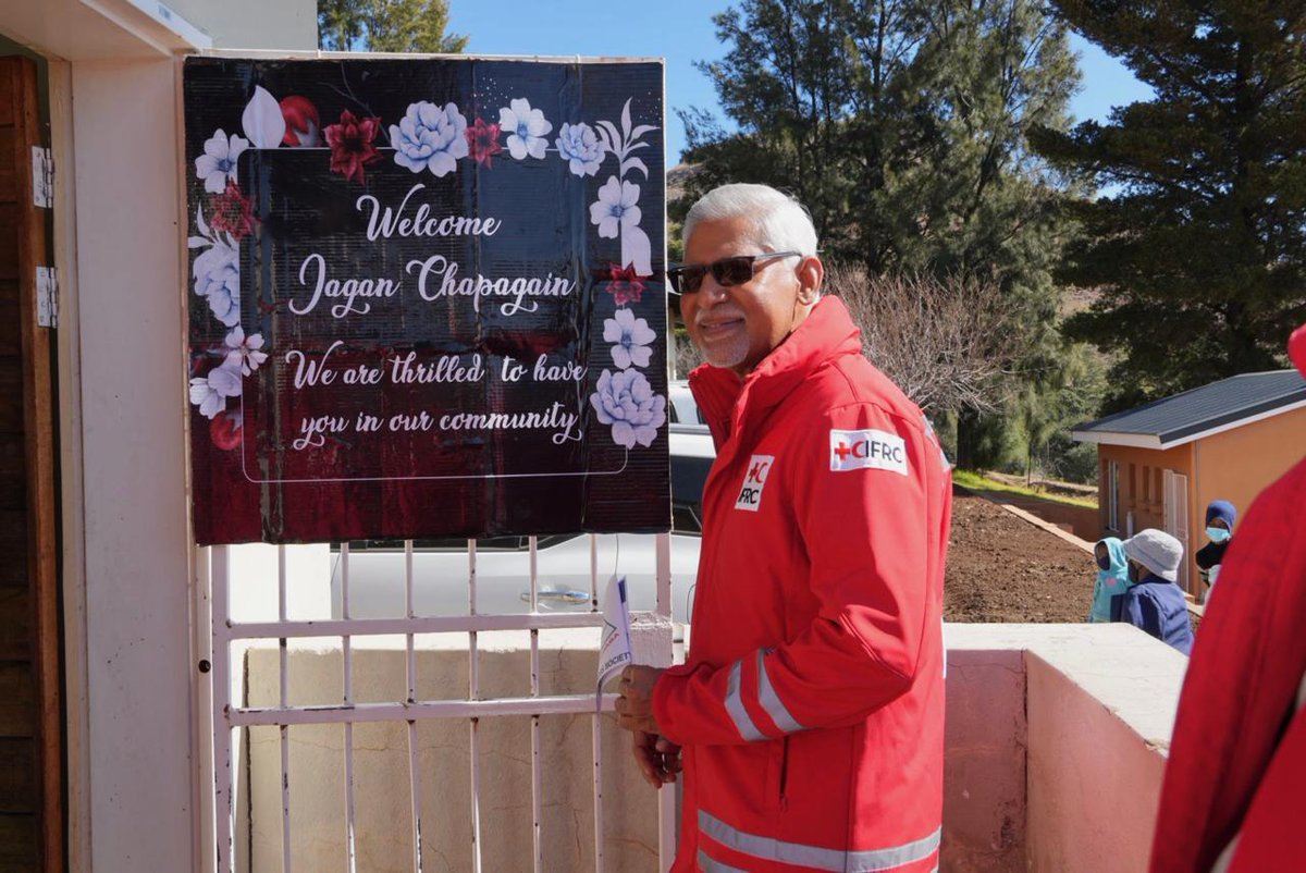 IFRCAfrica's tweet photo. The @IFRC Secretary General @Jagan_Chapagain arrived in #Lesotho yesterday as part of his regional mission to South Africa, Lesotho and Botswana.

Today, alongside @CharlesBusinge1 and @KopanoMasilo6, he joined @LesothoRedCross and Hon. Minister Limpho Tau for the signing of a key cooperation agreement — reaffirming our shared commitment to humanitarian action.

The SG's visit includes meetings with Red Cross teams, national authorities, visits to project sites, and key advocacy engagements.