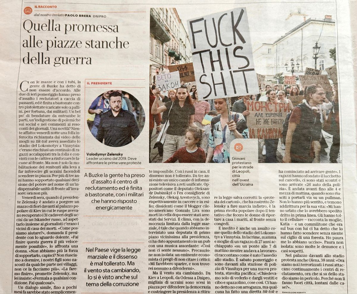SCOOP SU REPUBBLICA: DOPO 3 ANNI DI GUERRA IN UCRAINA IL GIORNALISTA PAOLO BRERA RACCONTA LA VERITÀ

- Gli ucraini sono in disaccordo con la guerra, e lo dicono con la forza;
- reclutamento forzato dei giovani e madri inferocite;
- censura mediatica e un solo canale di