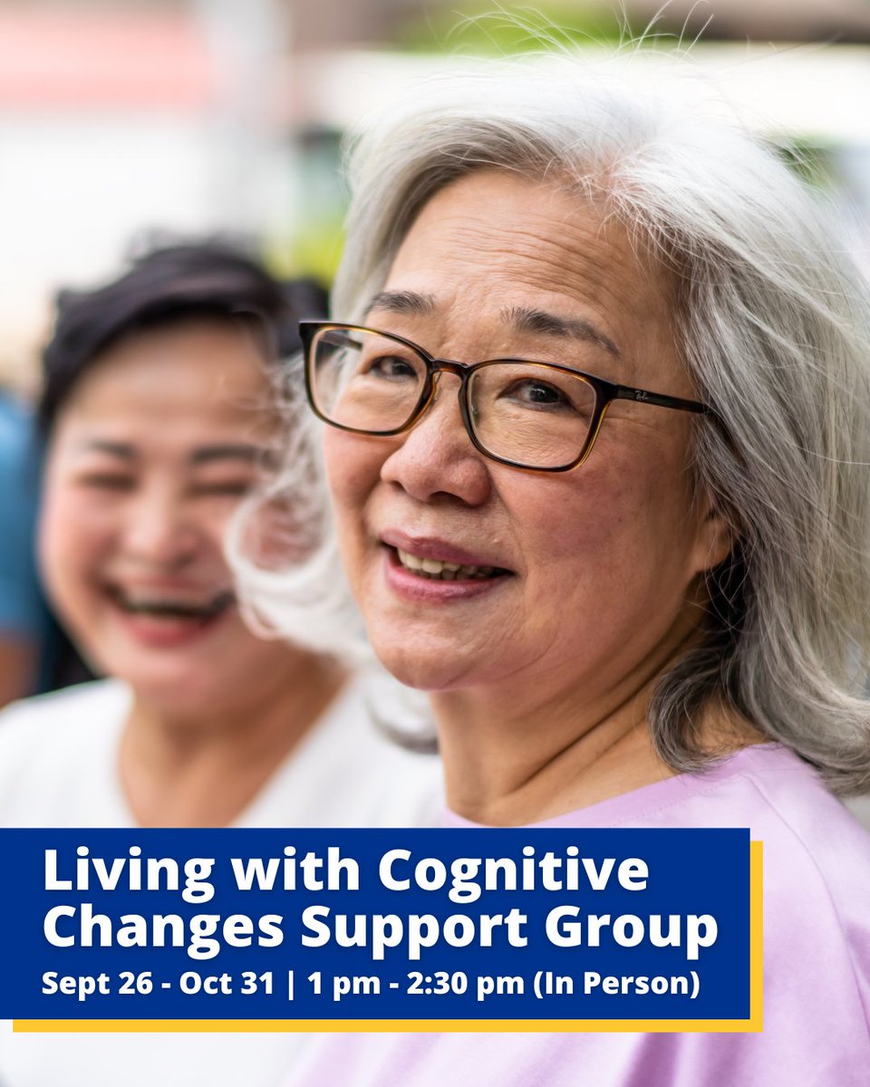 Our Living with Cognitive Changes Support Group is a safe place for people experiencing cognitive changes to share their experience and receive support. Suitable for people with MCI or in the early-stages of dementia.

alzheimerniagara.ca/supportgroup

#AlzheimerSociety #AlzheimerNiagara