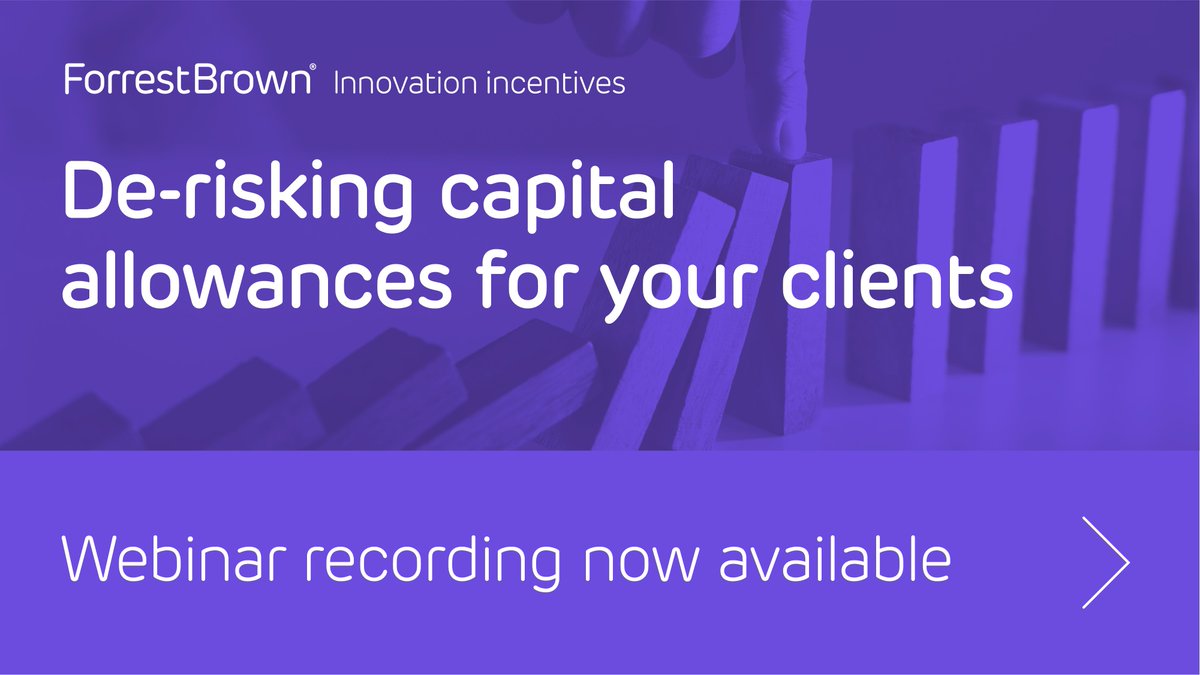 If you're an #accountant that would like to watch our recent webinar on de-risking the capital allowances process for clients, register now to view the recording and gain insights from our capital allowances lead, Peter Reynolds.

register.gotowebinar.com/recording/3356…