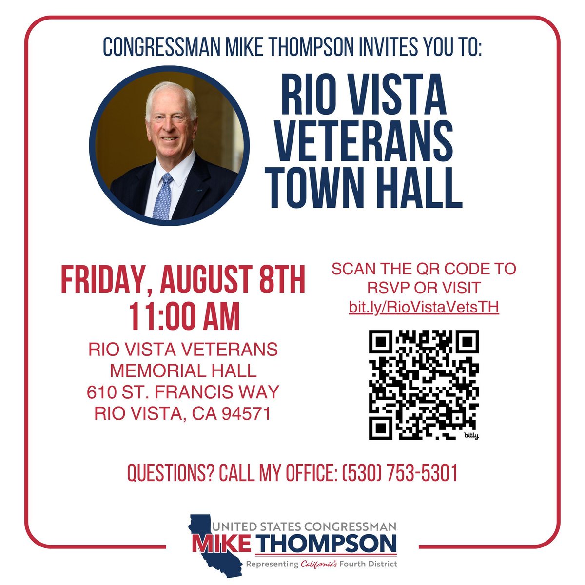 Veteran, join Solano County Veterans Service Officer Al Sims and me on  Friday, August 8th at 11am for a veterans town hall and learn more about  how we can support you. RSVP