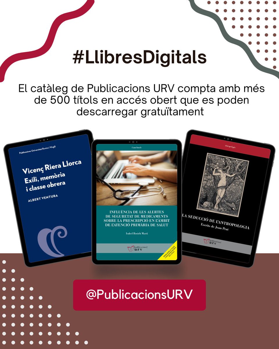 Universitat Rovira i Virgili (@universitaturv) on Twitter photo 📚Al catàleg de <a href="/PublicacionsURV/">PublicacionsURV</a> hi trobaràs més de 500 llibres electrònics en accés obert per descarregar gratuïtament. El segell editorial de la #URV compta amb títols de tots els àmbits de coneixement, no t’ho perdis!
👉llibres.urv.cat/index.php/purv 📚Al catàleg de <a href="/PublicacionsURV/">PublicacionsURV</a> hi trobaràs més de 500 llibres electrònics en accés obert per descarregar gratuïtament. El segell editorial de la #URV compta amb títols de tots els àmbits de coneixement, no t’ho perdis!
👉llibres.urv.cat/index.php/purv