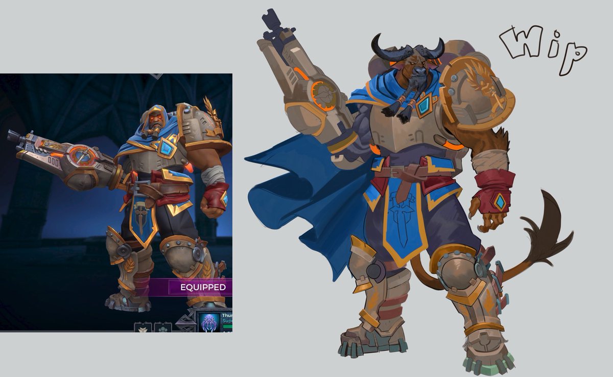 Been on vacation since Friday, here is a little morning scribble on the iPad bringing back the Paladins Anthro character designs. Still a ways to go but having fun.