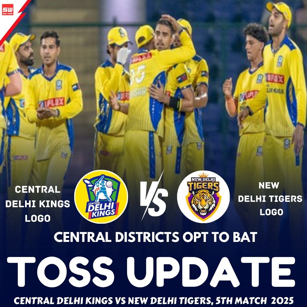 mysportswiz's tweet photo. TOSS UPDATE
Central Delhi Kings 🆚 New Delhi Tigers
5th Match – Delhi Premier League 2025
New Delhi Tigers have won the toss and elected to bat first!
https://t.co/7Wm3X0SNBU
#TeamIndia #IndiaWin #Beauty #OvalTest #TestCricket #WHATAWIN #JassiBhai #IndianTeam #ChrisWoakes https://t.co/kFzgNqHjVd