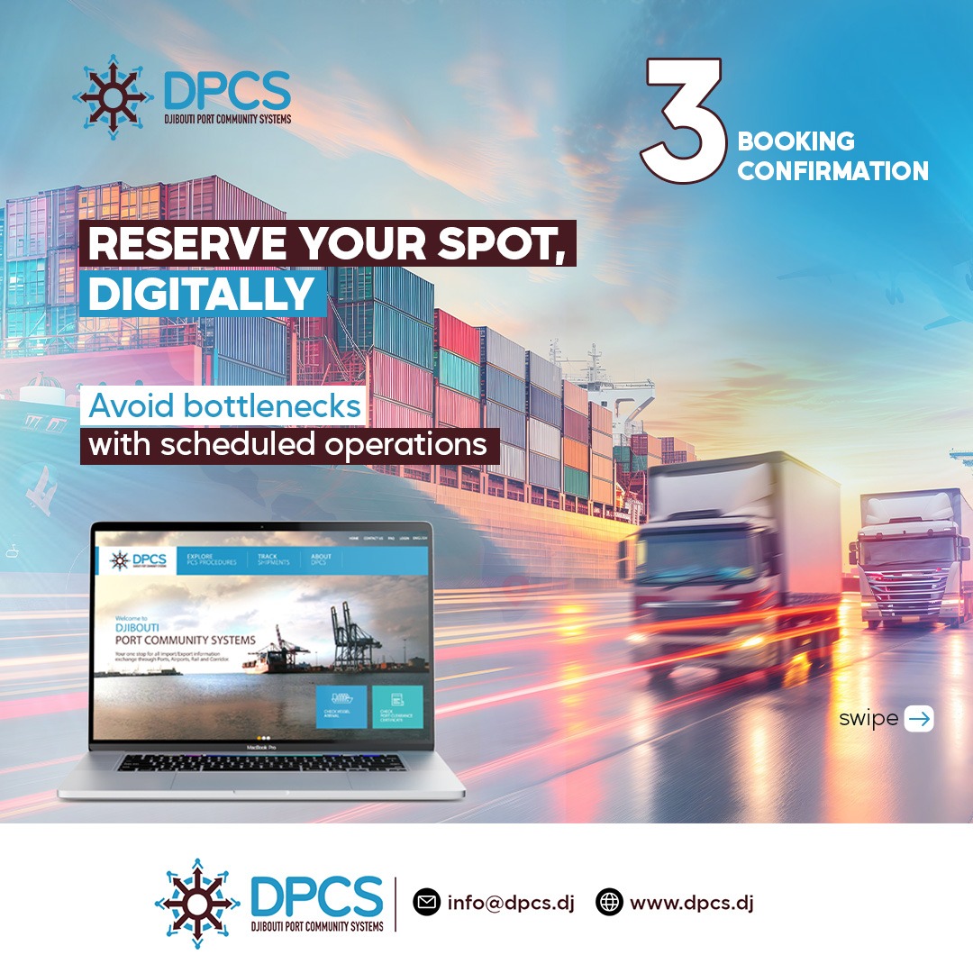 DPCS_Djibouti's tweet image. 🚀 What if one click could transform your container’s journey?

From declaration to delivery, DPCS seamlessly connects every step in the supply chain, ensuring smooth and efficient operations.

👉 Swipe to discover the smart journey of a container!

#LogisticsRevolution #DPCS…