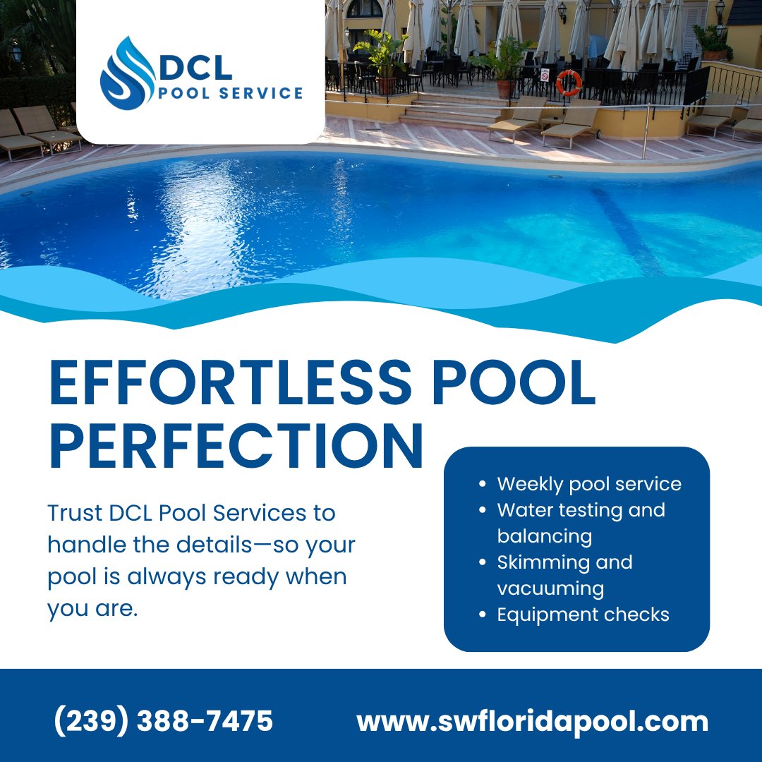 DclPoolServices's tweet image. Let DCL Pool Services handle the details—so your pool is always clean, clear, and ready to enjoy.
#PoolMaintenance #FloridaPools #DCLPoolServices #CleanPoolCare #WeeklyPoolService