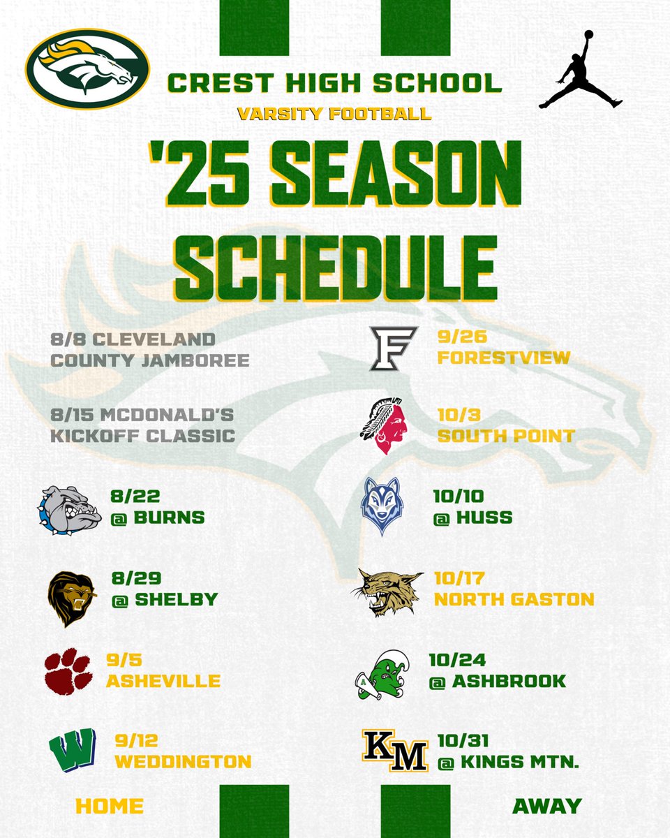 🚨 Season Schedule Reminder 🚨Preseason Week 2 starting tonight and we end the week with a big opponent in the Cleveland County Jamboree! Time to go to work!