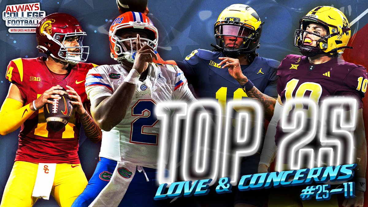 Always College Football (@alwayscfb) on Twitter photo Today on Always College Football:
🔘 <a href="/GregMcElroy/">Greg McElroy</a>'s Top 25: Teams 25-11
➖Lots of SEC teams 👀
➖Big 12 favorite revealed
➖MULTIPLE sleepers?
WATCH ⬇️
🔗: youtu.be/DjE-CxWJNJA?si… Today on Always College Football:
🔘 <a href="/GregMcElroy/">Greg McElroy</a>'s Top 25: Teams 25-11
➖Lots of SEC teams 👀
➖Big 12 favorite revealed
➖MULTIPLE sleepers?
WATCH ⬇️
🔗: youtu.be/DjE-CxWJNJA?si…
