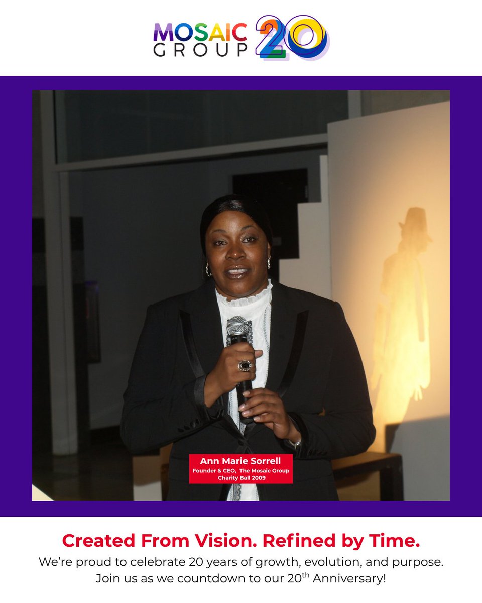 From our humble beginnings to serving over 500 global clients and reaching millions, we’ve grown, transformed, and made impact every step of the way.

The Mosaic Group was Created From Vision. Refined by Time.
And this journey wouldn’t be the same without YOU.
#Mosaic20