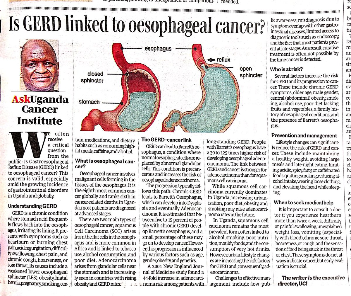 Uganda Cancer Institute (@ugandacancerins) on Twitter photo Still about Oesophageal Cancer? Our ED <a href="/JacksonOrem/">Jackson Orem</a> answers your question: Is Gerd linked to Oesophageal Cancer?
Find out!!
<a href="/DailyMonitor/">Daily Monitor</a> <a href="/GCICUganda/">Government Citizen Interaction Centre</a> <a href="/MinofHealthUG/">Ministry of Health- Uganda</a> <a href="/UCI_PCAUConf/">The Uganda Conference on Cancer & Palliative Care</a>
#UCIeducates #Cancerseries Still about Oesophageal Cancer? Our ED <a href="/JacksonOrem/">Jackson Orem</a> answers your question: Is Gerd linked to Oesophageal Cancer?
Find out!!
<a href="/DailyMonitor/">Daily Monitor</a> <a href="/GCICUganda/">Government Citizen Interaction Centre</a> <a href="/MinofHealthUG/">Ministry of Health- Uganda</a> <a href="/UCI_PCAUConf/">The Uganda Conference on Cancer & Palliative Care</a>
#UCIeducates #Cancerseries