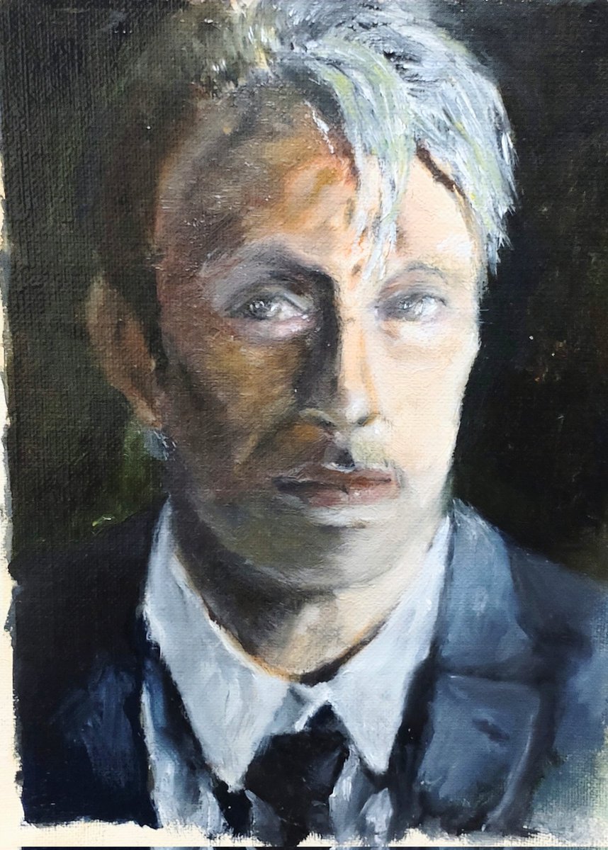 マッツ・ミケルセンさんの続きです。
 #油絵  #oilpainting   #portrait   #traditionalart