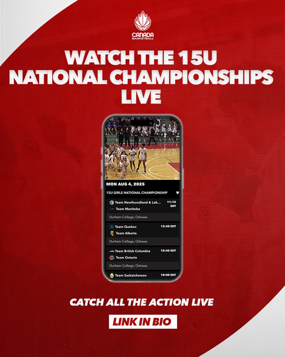 WE'RE LIVE 📺

Don't miss a moment of the action!

Tune in live as our province's top talent go head-to-head at the 15U National Championships from August 4-9

Watch: unify.basketball.ca/schedule