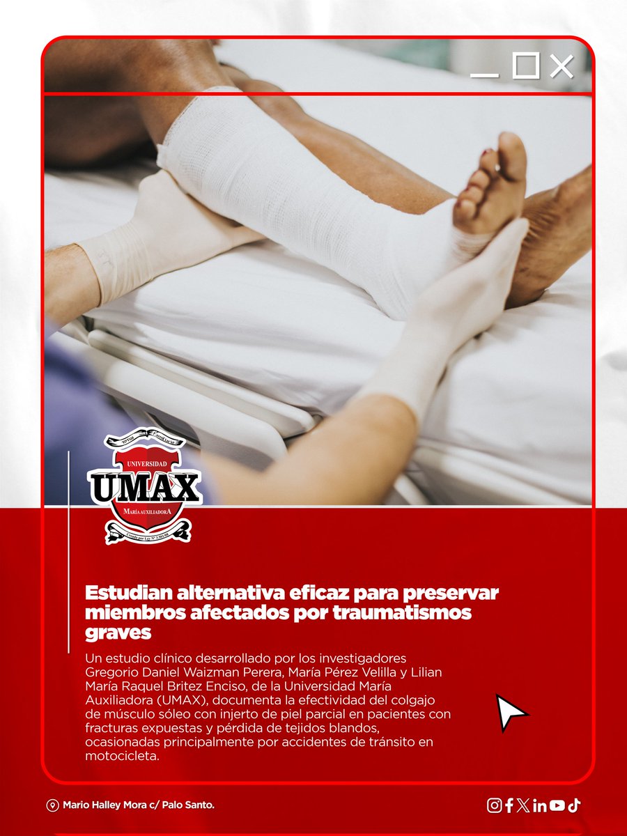 #InvestigaciónUMAX | Estudian alternativa eficaz para preservar miembros afectados por traumatismos graves.
🔗 Leé la nota completa: 
umax.edu.py/noticias/319/d…