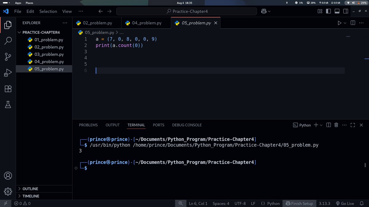 PrinceKush31873's tweet image. Day-33 of Python Journey
Counting elements in Python tuples?
Use .count() like a pro:
Effortless and clean! 🔥
#Python #CodeNewbie #LearnPython