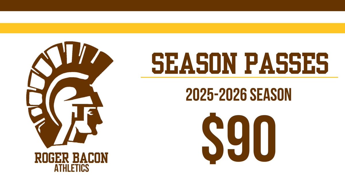 🗣️ 2025-2026 Season Passes are here

Get your 2025-2026 season pass this Fall at the concession stand of any home Roger Bacon Football, Soccer, or Volleyball match for $90. These season passes are good for the entire school year and will get you into any home football, soccer,
