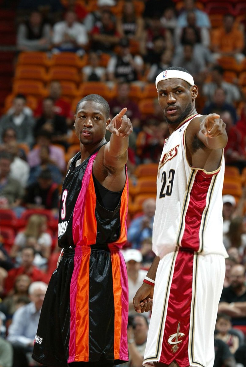 Dwyane Wade LeBron James get ready for their game on March 12 - 2006 .
