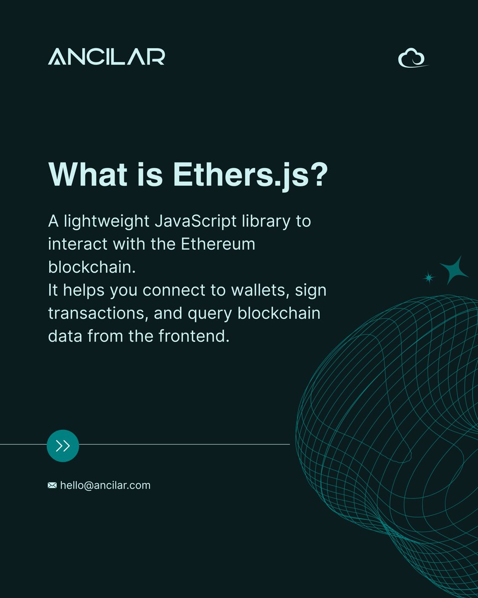 ancilartech's tweet image. Ethers.js 101 💡
Connect wallets, read data, and prep for smart contract magic.
Next week, we go deeper. Stay tuned.
#Ethersjs #Web3Dev #LearnWithAncilar #EthereumTools