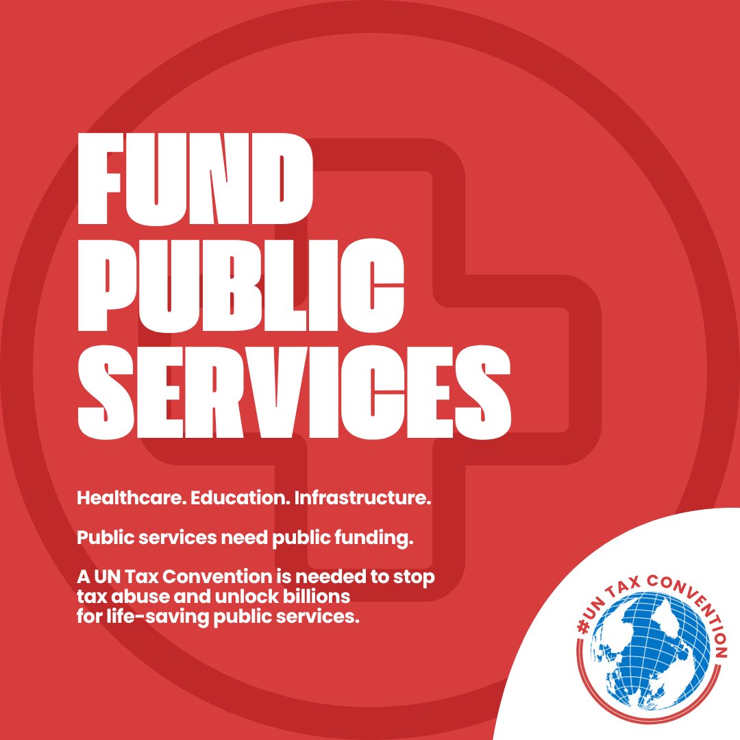 Healthcare, education, social protection. 

What do all these public services have in common?

💰They need funding. 

As the negotiations start today for a UN Tax Convention, countries must tax the rich and make multinationals pay, unlocking billions in sustainable public