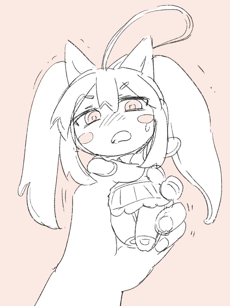 二頭身くらいのぬいぐるみにされて握られる子