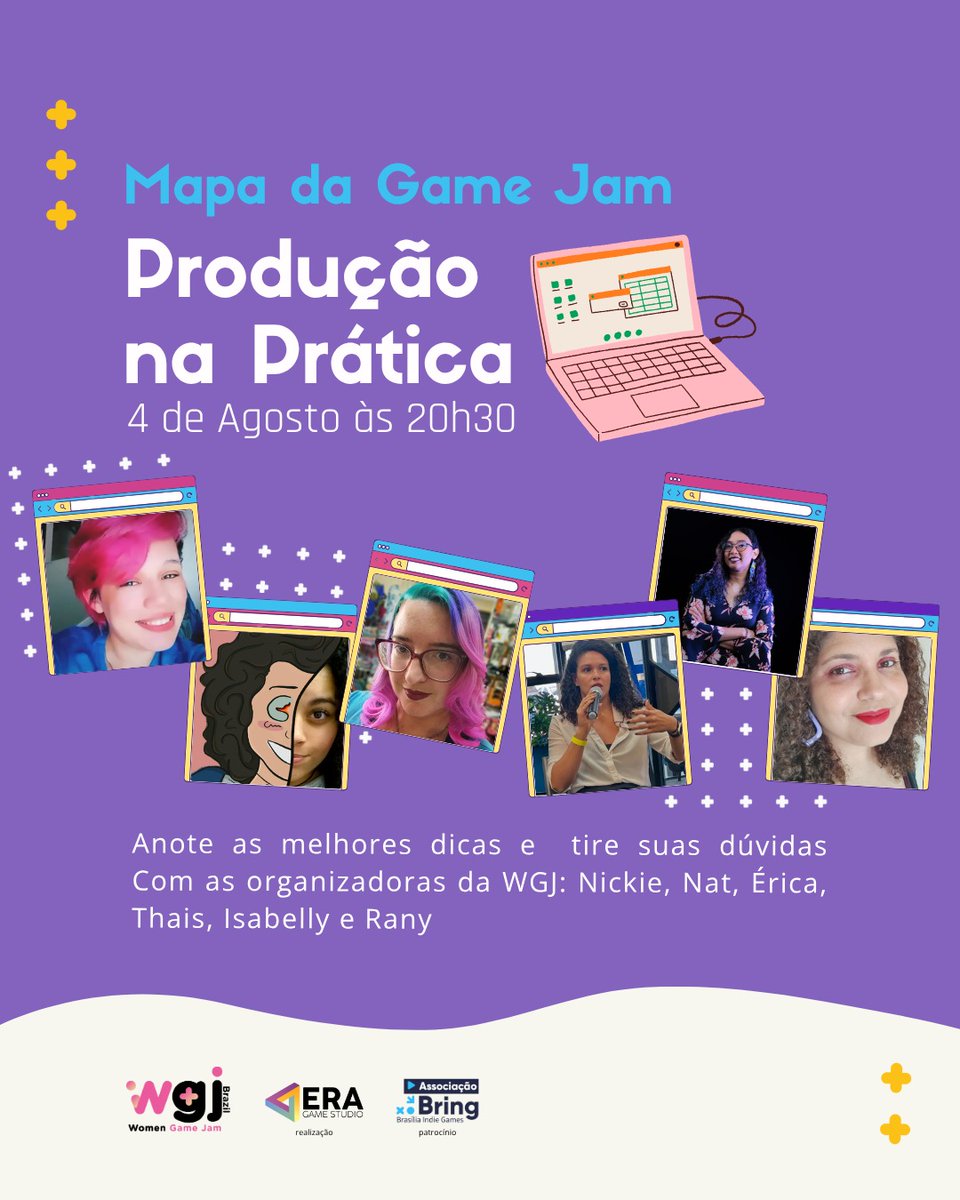 Hoje (04/08), vai rolar uma live da organização da Women Game Jam sobre Produção na Prática, às 20h30 (Horário de Brasília) no nosso canal do YouTube: youtube.com/watch?v=J7D8SC…