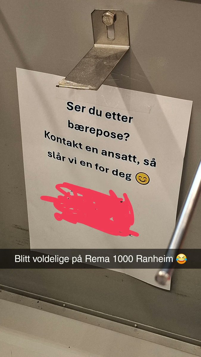 Skal du ha bærepose på Rema 1000 Ranheim, så går det utover noen andre 😅😂