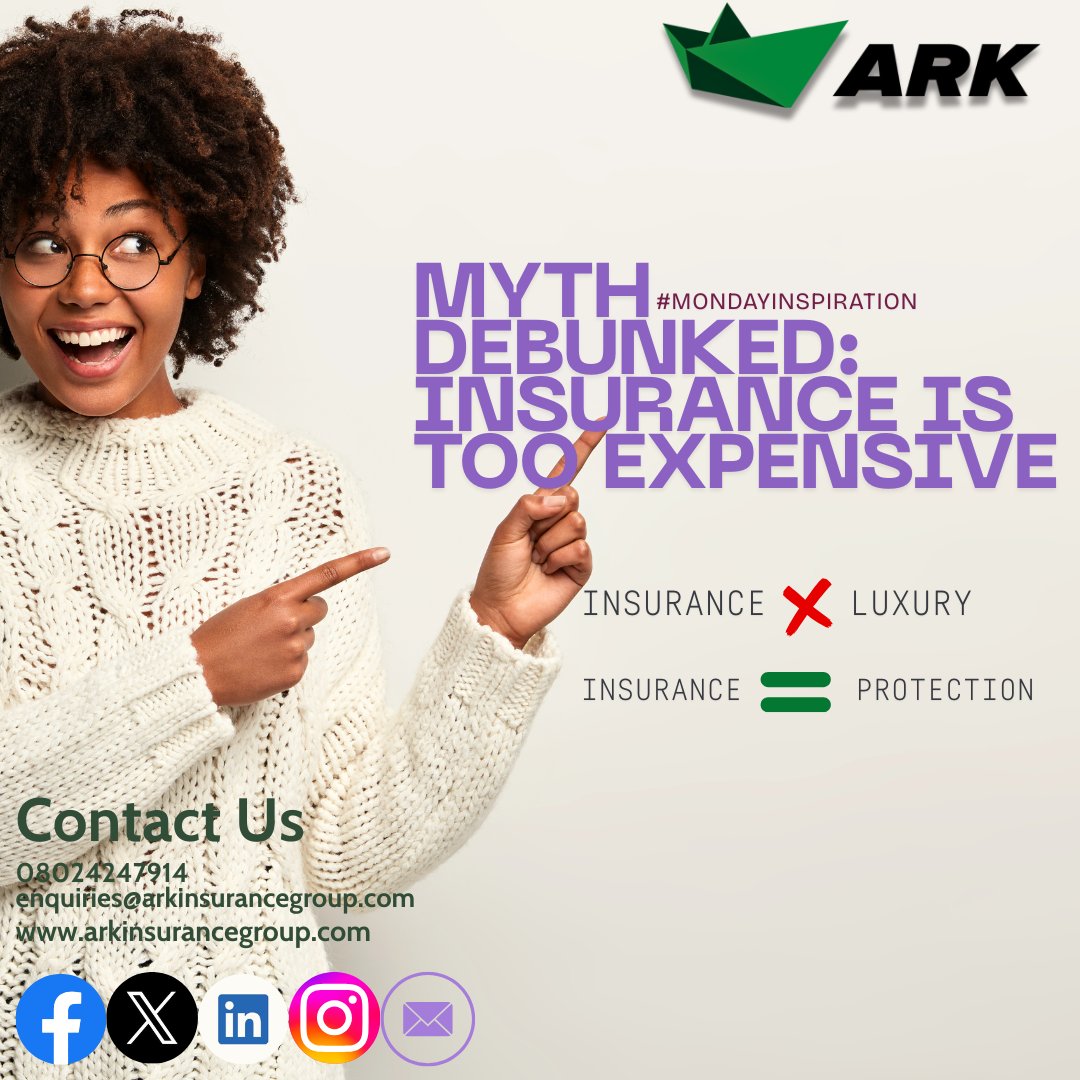 Ark_Insurance's tweet photo. Insurance is for everyone
From your gadgets, household items to your car&health, there's an affordable plan. Protect what matters within your budget.
https://t.co/ZQIdvdoEh2
#Mondaymotivation #Motorinsurance #HealthInsurance #Travel #Life #property #householders #StayCovered https://t.co/F4TVryLAud