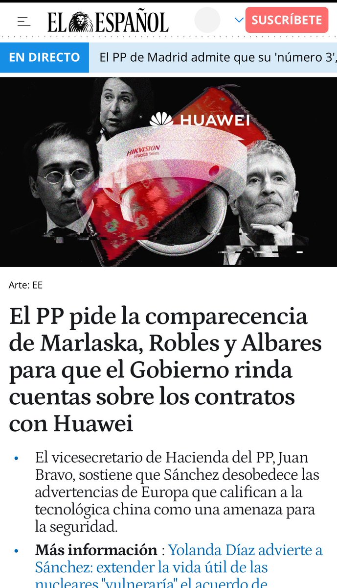 Exigimos conocer los detalles del contrato del Gobierno a Huawei por 12 millones de euros. 

Robles, Marlaska, Albares y Bolaños tendrán que explicar en el Senado por qué Sánchez da su ok al riesgo de espionaje y acceso a información confidencial, que podría ser utilizada por el