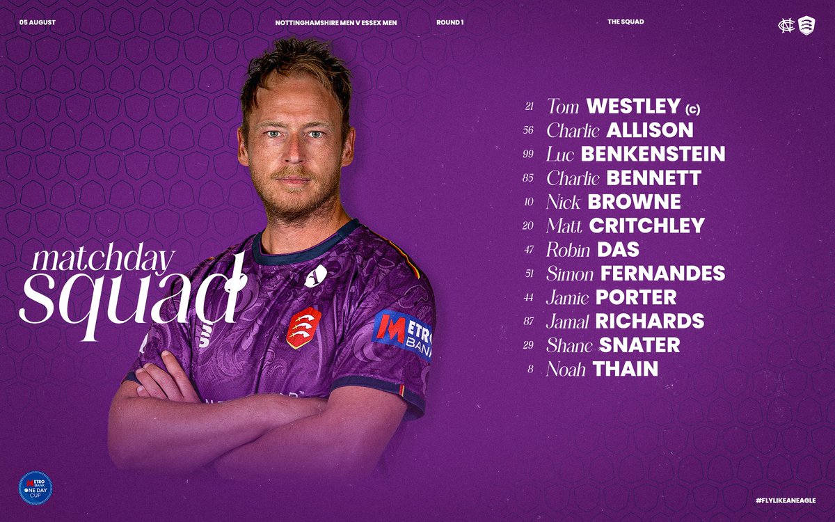 EssexCricket's tweet photo. 🔢 Here is our 12-player squad Tom Huggins has named for the trip to Mansfield.

#NOTvESS Match Preview ➡️ https://t.co/zIFhfaB54i

🦅 #FlyLikeAnEagle https://t.co/YU4kmmYPFu
