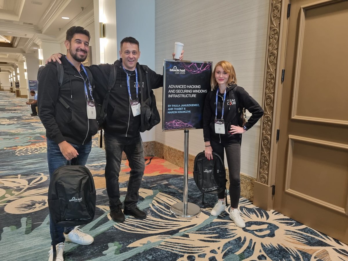 Greetings from Las Vegas and the legendary <a href="/BlackHatEvents/">Black Hat</a> USA! 🎩👋

We’re here delivering several training sessions with <a href="/Amr_Thabet/">Amr Thabet</a> and Marcin Krawczyk, sharing pentesting &amp; forensics insights.

It’s such a blast to meet with you folks face-to-face in the classroom! 🧡
