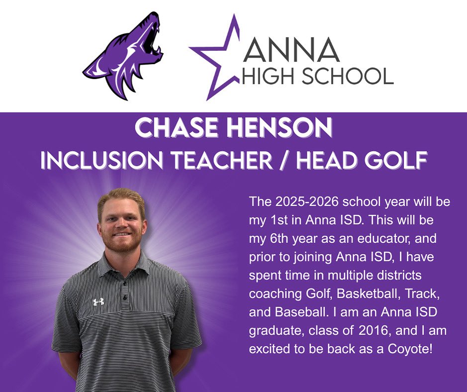 Welcome, Coach Henson, to the AHS team. We are excited to have you on the team. Many Pars and Birdies this year!