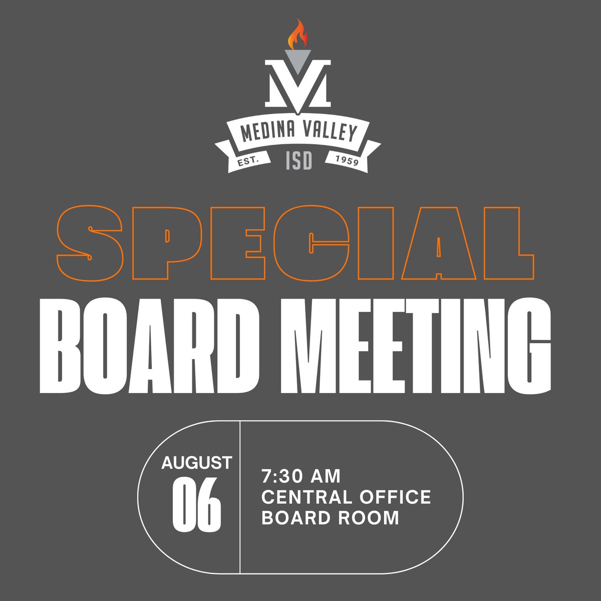 MVISD will have a Special Board Meeting on 8/06/25 at 7:30 a.m.
Link to Watch Livestream (MVISD YouTube): mvisd.com/livestream/
Agenda (posted 72 hours before the meeting), past agendas, and minutes can be found here: meetings.boardbook.org/Public/Organiz…